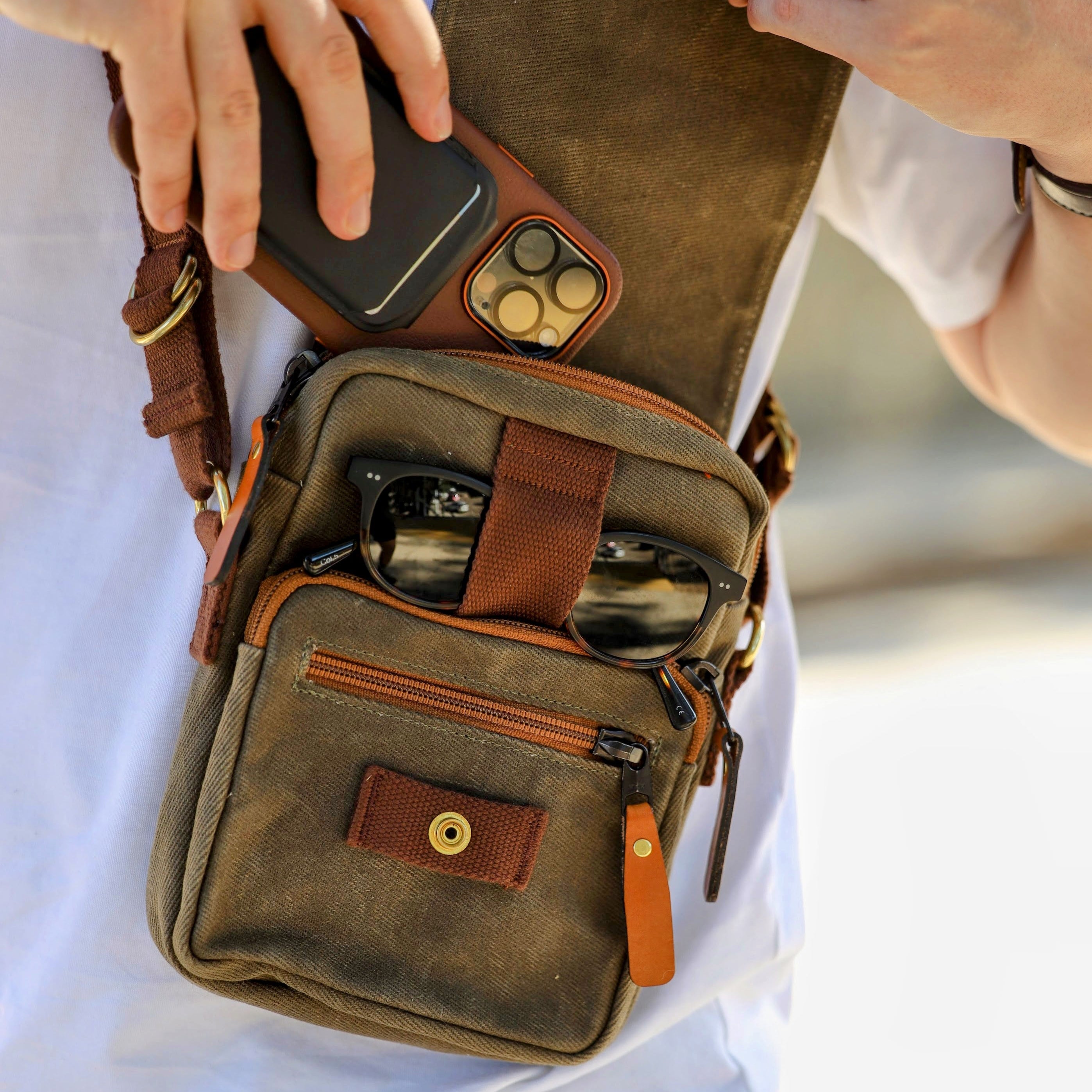 Waxed Canvas Cross Body Bag - Jack Stillman